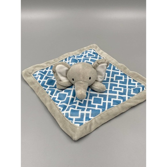 Gray Elephant Plush Lovey Baby Blue Security Blanket Levtex Baby - Picture 1 of 6